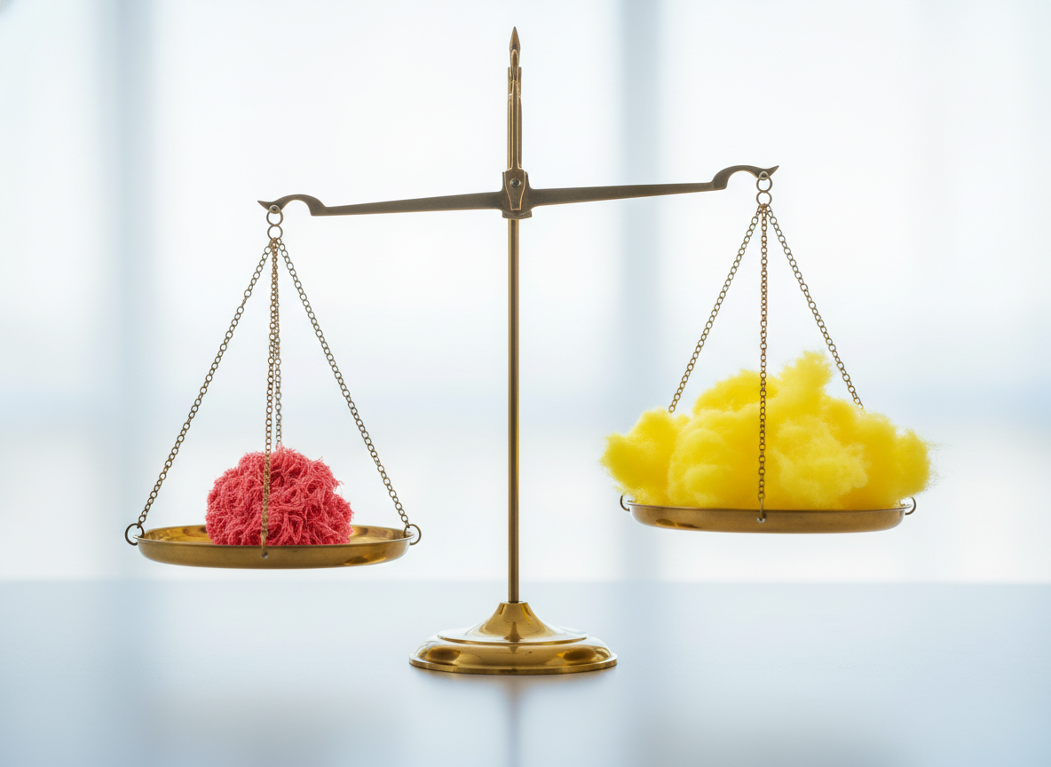 Porównanie objętości mięśni i tłuszczu wyjaśniające procent tkanki tłuszczowej a wagę